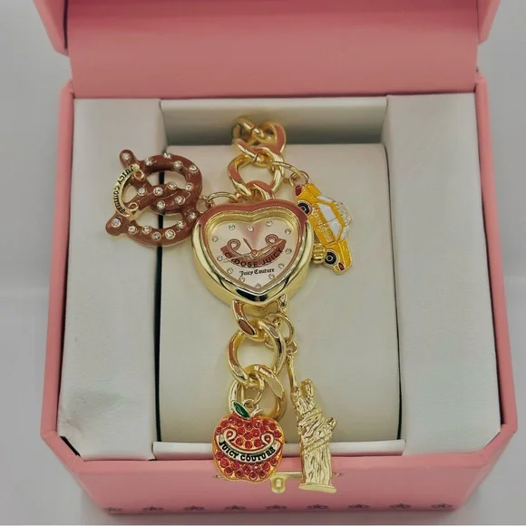 Juicy Couture Gold Tone Heart Watch Bracelet with NYC Themed Charms 🗽 - Picture 2 of 6